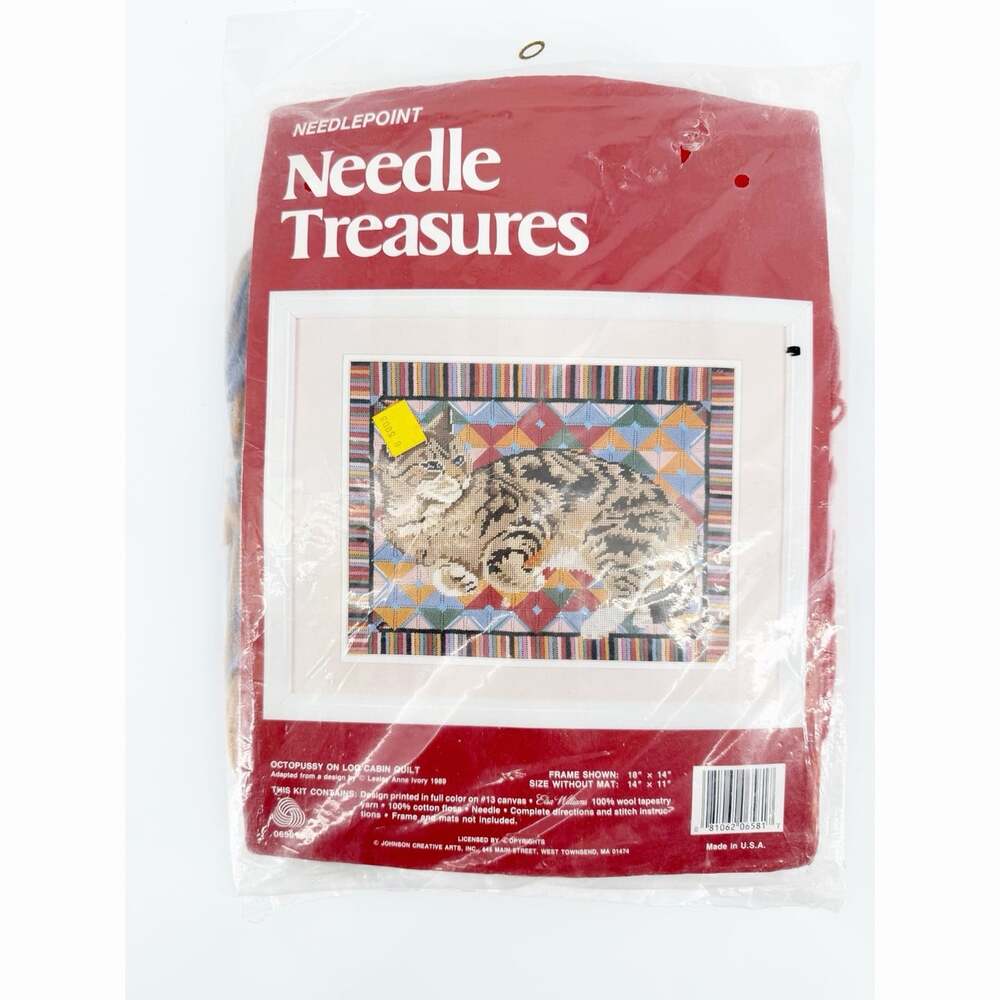 Vintage Needle Treasures Octopussy on Log Cabin Quilt Needlepoint Kit 14" x 11"